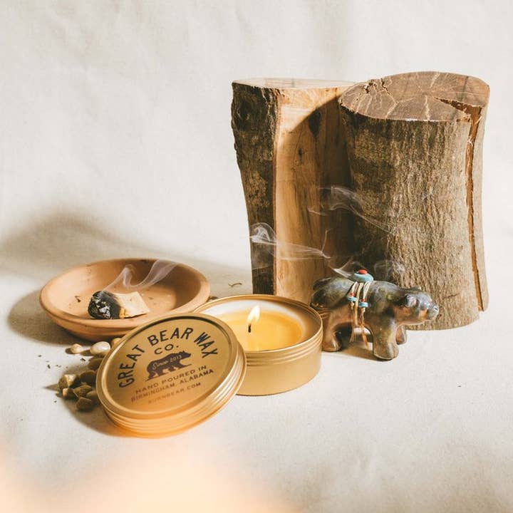 Campfire Traveler Candle 4 oz Tin for wholesale by Great Bear Wax Co.