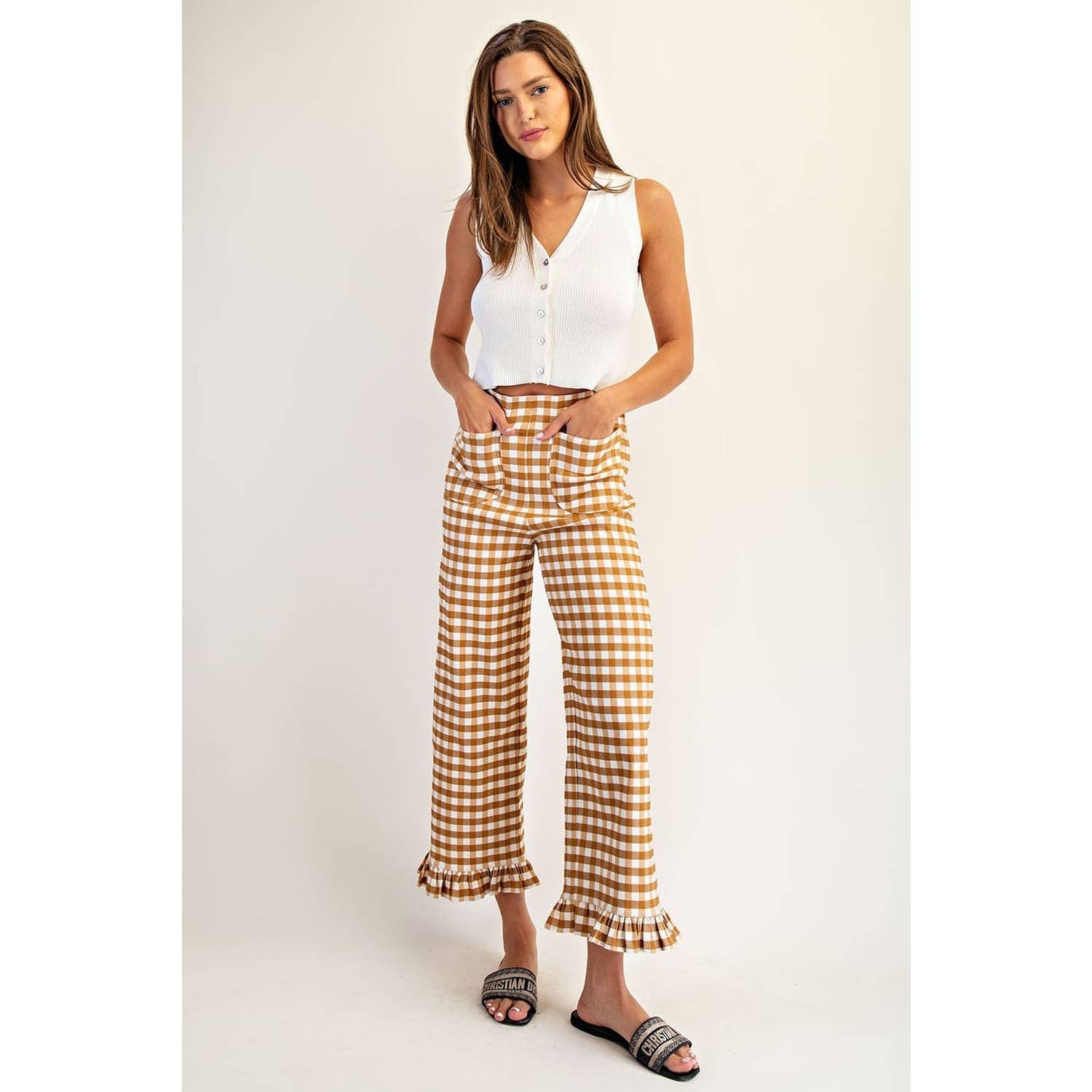 STYLE USA - Wholesale Pants - Women's - Gingham traight Leg Pants10