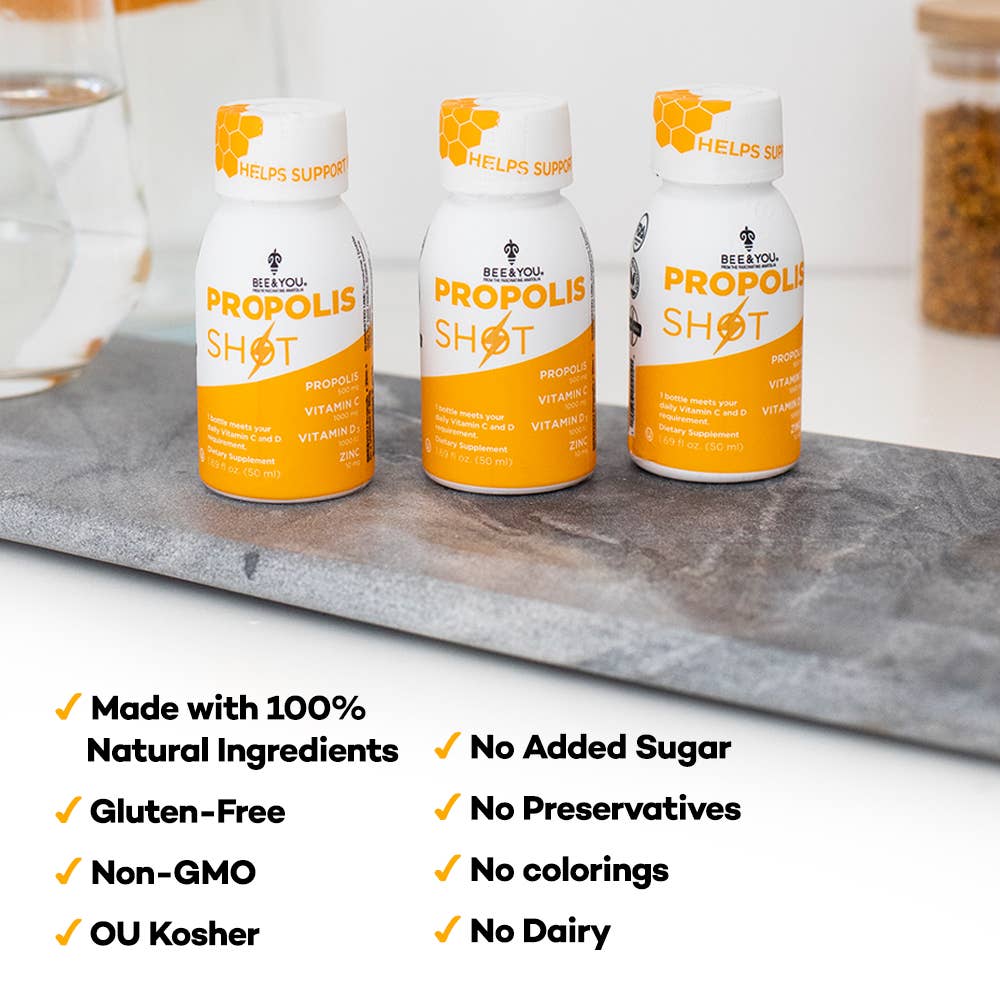BEE&YOU - Wholesale Oral Supplement/Vitamin - Propolis + Vit D3 + Vit C + Zinc Shot, 1.69oz x 126