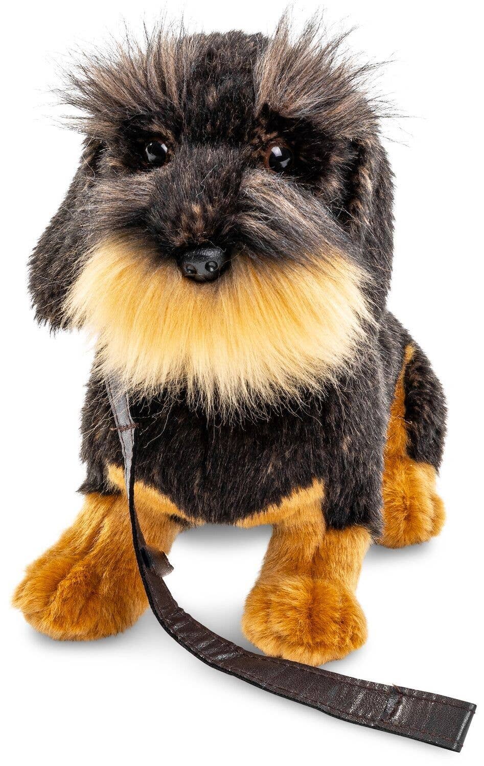 Uni Toys - Vente Peluche – enfant et bébé - Teckel à poil dur assis avec laisse - peluche câline2