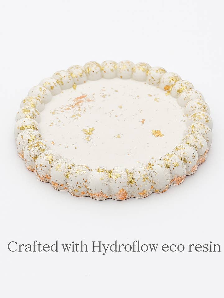 Tabuleiro de Velas em Resina Ecológica – Tabuleiro Redondo Creme & Cobre para Velas, Derretimentos de Cera & Difusores por atacado de wilkscandlecreations