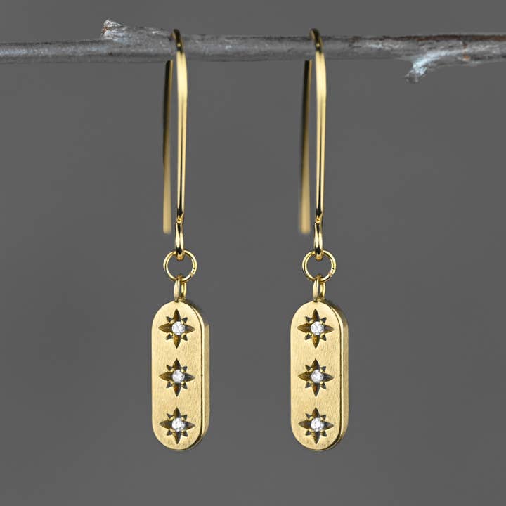 Triple 3 Star Crystal Earrings for wholesale by KBD Studio