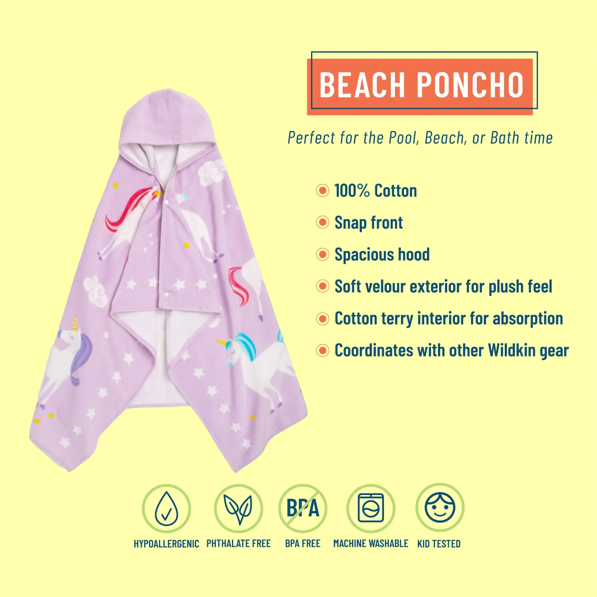 Wildkin - Wholesale Poncho - Kids - Unicorns Beach Poncho1