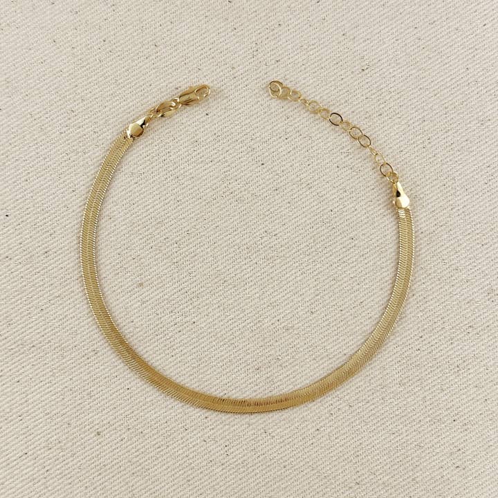 18k Gold Filled 4mm Herringbone Chain Anklet for wholesale by GoldFi