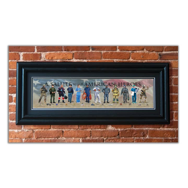 Een Saluut aan onze Amerikaanse Helden - Ingelijst 2" Zwart Dubbel Gematteerd, Gegroefd Lijstwerk 6" x 24" voor wholesale door History America