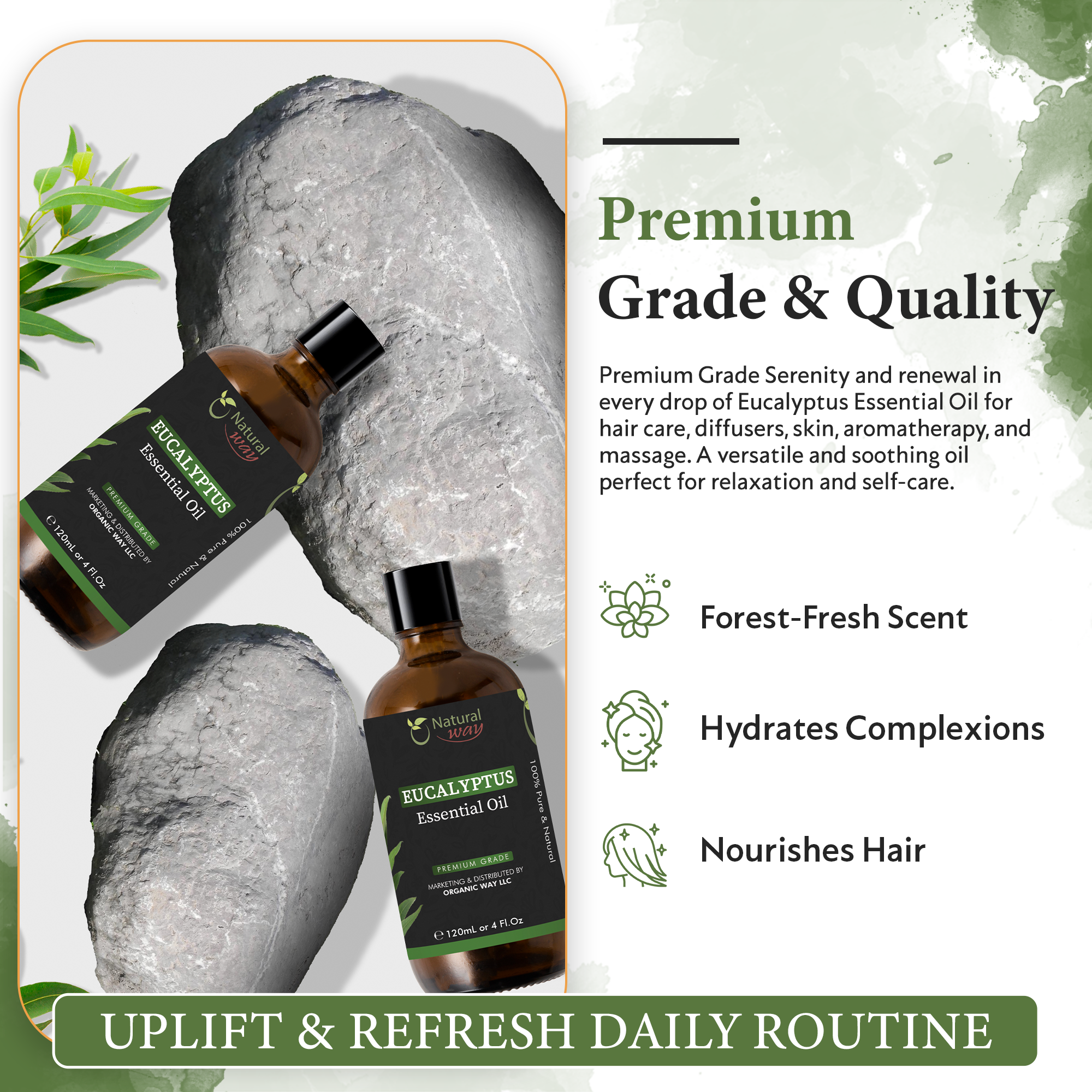 Organic Way LLC – wholesale Essential oil – Natural Way Eucalyptus Essential Oil | Premium Grade Essential Oils for Hair Care, Oil for Skin, Aromatherapy, & Diffuser | Essential Oil for Skin Tag Remover, Massage Oil & Humidifier Use | 4 Fl Oz (120 mL)3