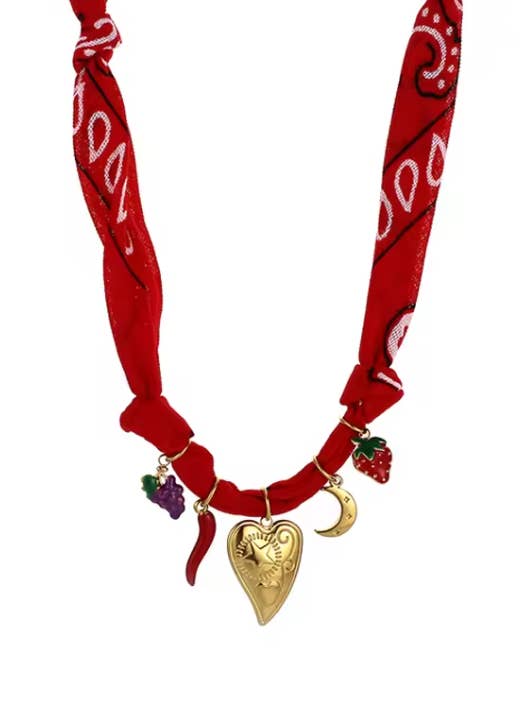 Bandana Charm Necklace- 1 of a kind for wholesale by HoopLa