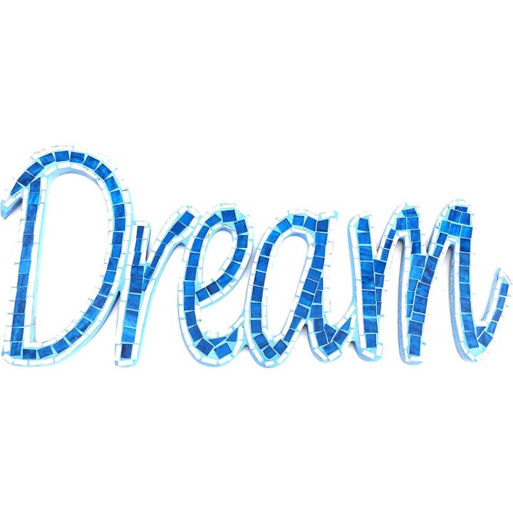 Dream Sign Letters In Mosaic Glass Wall Decor Art for wholesale by OMA - Eclectic Home