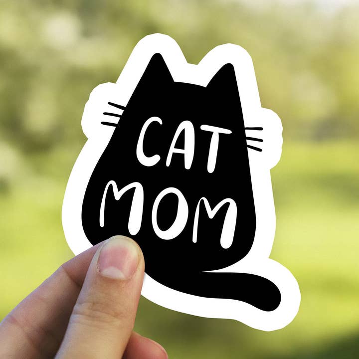 Cat Mom Vinyl Sticker | Must Love Cats Sticker Label | I Love My Cat | Love a Kitty | Die Cut Sticker Waterproof Vinyl Decal for wholesale by Heirloom Ink