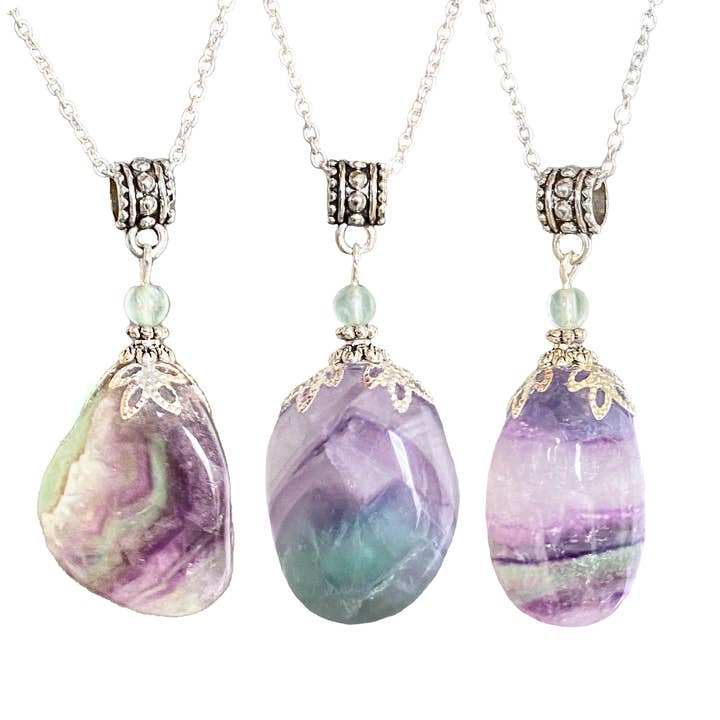 Glorious Healing Crystals - Wholesale Pendant/charm necklace - Rainbow Fluorite Pendant / Inner Wisdom Necklace