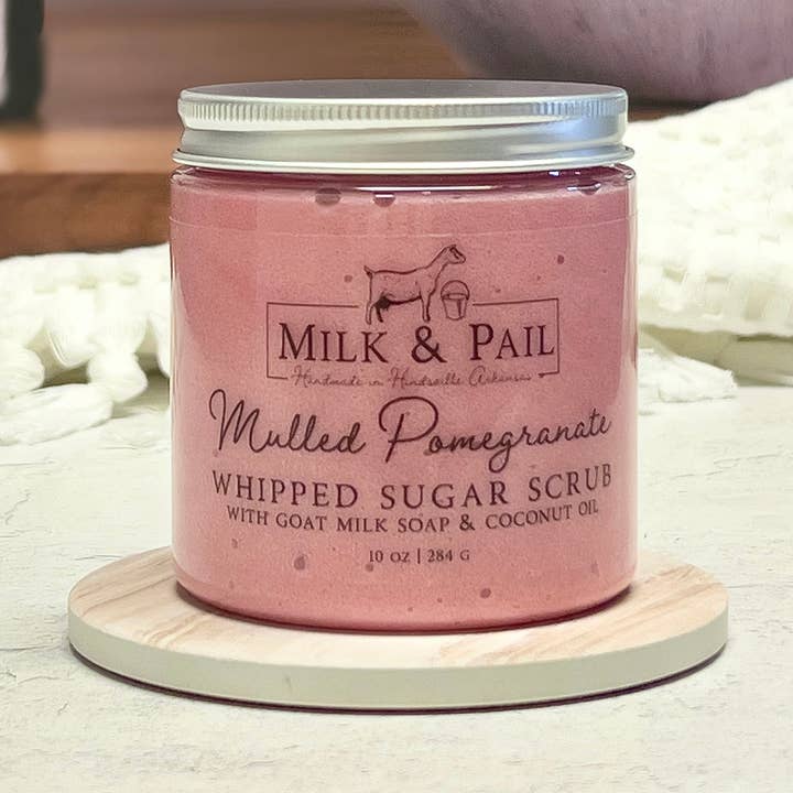 Mulled Pomegranate Whipped Sugar Scrub for wholesale by Milk & Pail