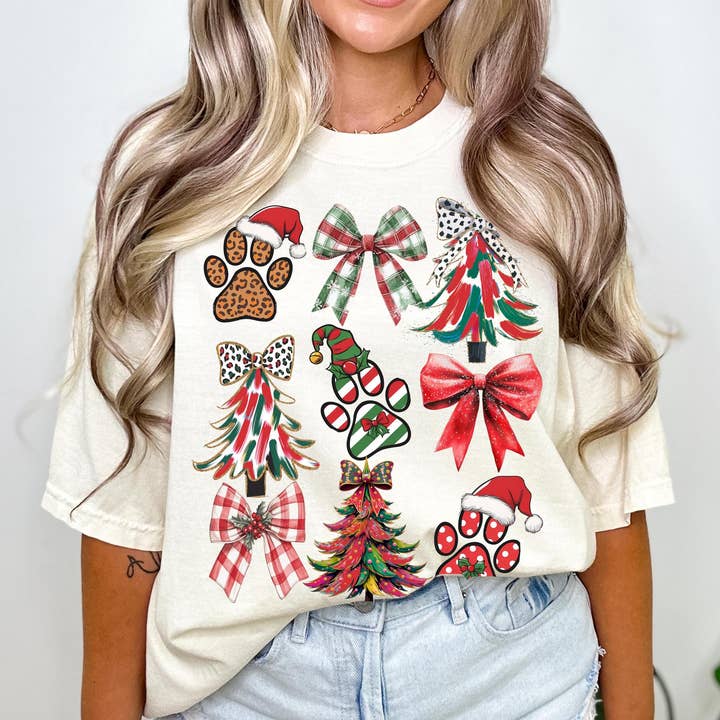 Dog Mama Coquette Shirt, weihnachtlicher Kokettenpullover mit Schleife für den Großhandel von NVC Ecommerce LLC