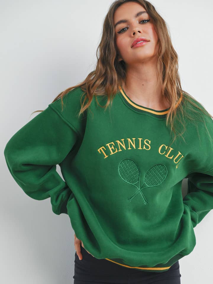 BUTTERMELON - Wholesale Graphic sweatshirt – Women’s - Tennis Club Multicolored Sweatshirt - BMT74692