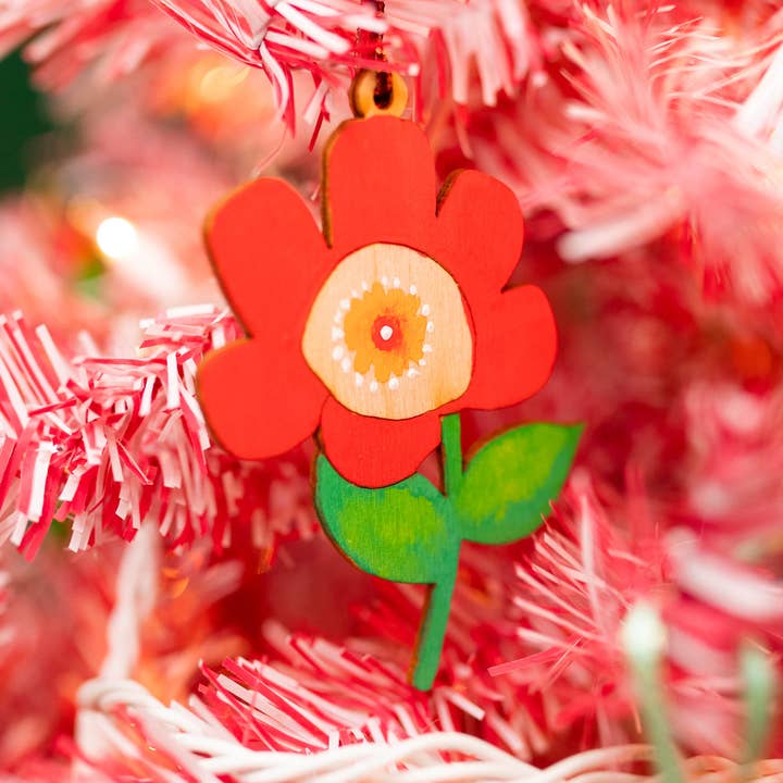 Pink Puddle Studio - Wholesale Ornament - Red Flower Vintage Ornament