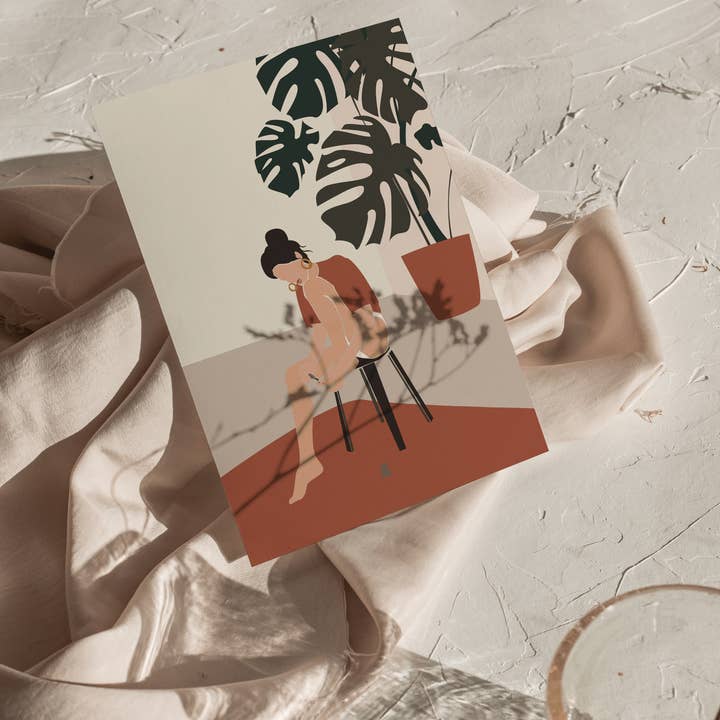 Alice - Boho Woman Self-Care Art Print for wholesale by Coral Cove Studio