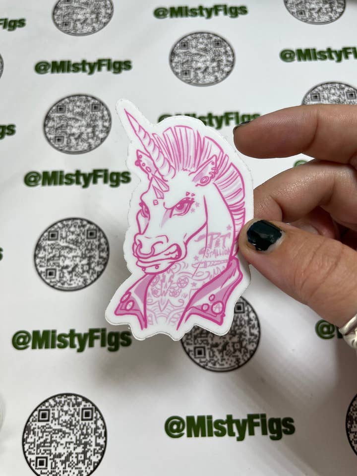 Vinyl Sticker - Pink Punk Unicorn - Waterproof Vinyl Matte Water Bottle Hydroflask Bujo Laptop Planner Car Sticker for wholesale by Misty Figs