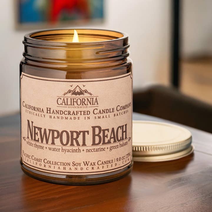 Candela in barattolo al cocco e albicocca di Newport Beach per la vendita all'ingrosso da parte di California Handcrafted