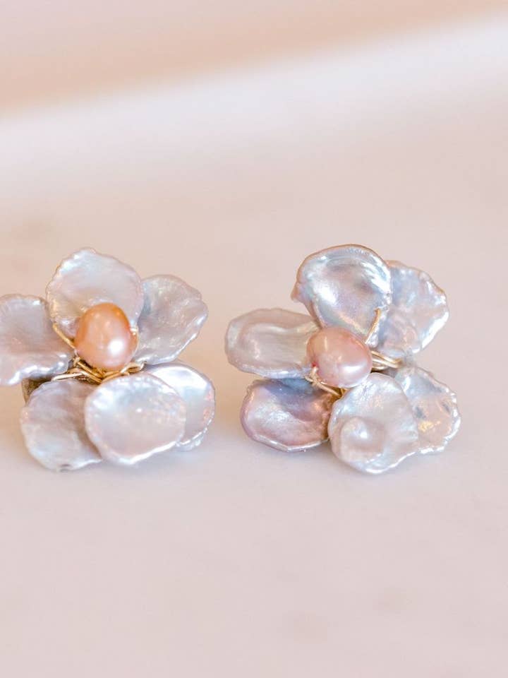 Tiny 6 Petal Grey Flower for wholesale by Kori Green Designs