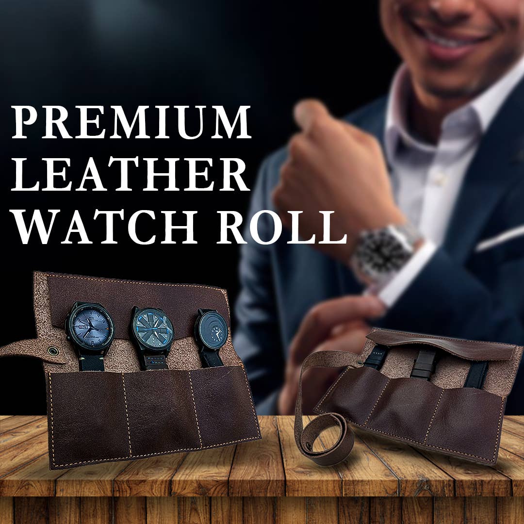 The Master Tanners - Wholesale Watch Band/Strap - Men's - Leather Watch Roll Case 3-Slot Travel Watch Case Gift2