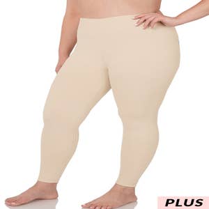 Womens PLUS Size ZENANA Full Ankle Length Leggings Cotton Stretch Pants  Yoga