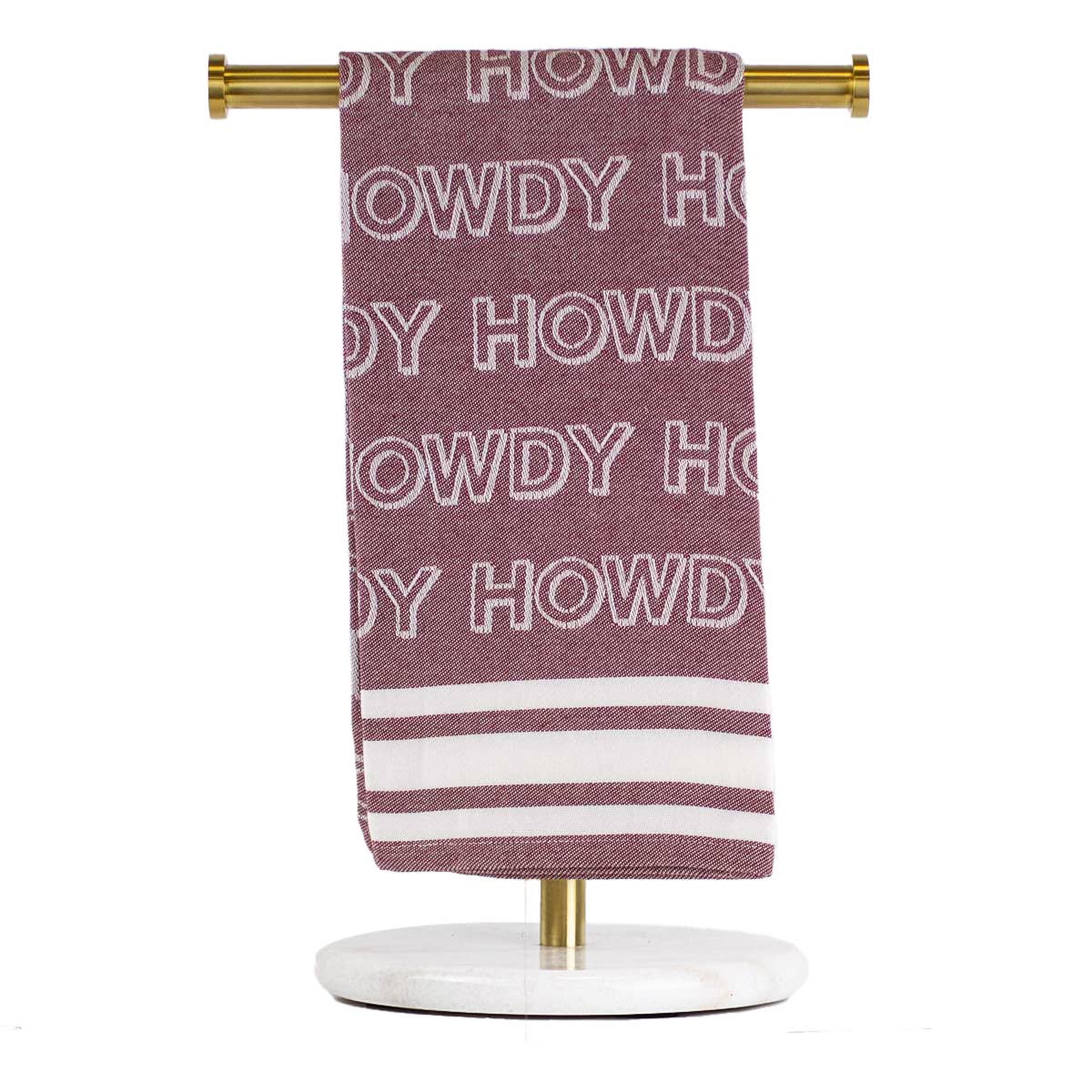 The Royal Standard – toalha por atacado – Toalha de Mão Howdy Jacquard Castanho/Branco 20x280