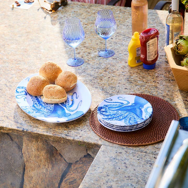 Caskata - Wholesale Salad Plate - Lucy the Octopus Melamine Salad Plates, Set of 4