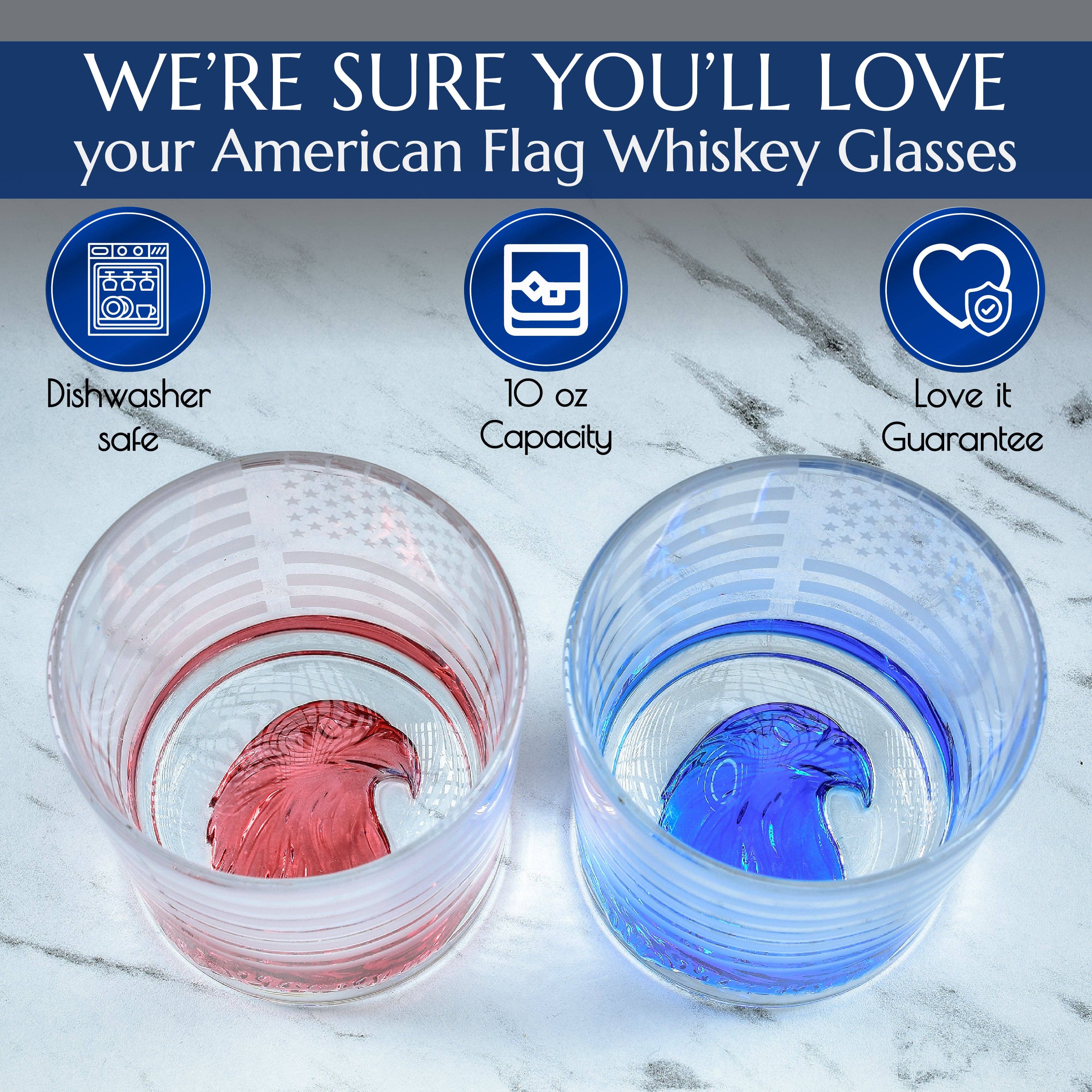 Greenline Goods - Wholesale Growler - Eagle Whiskey Glasses With Etched Flag2