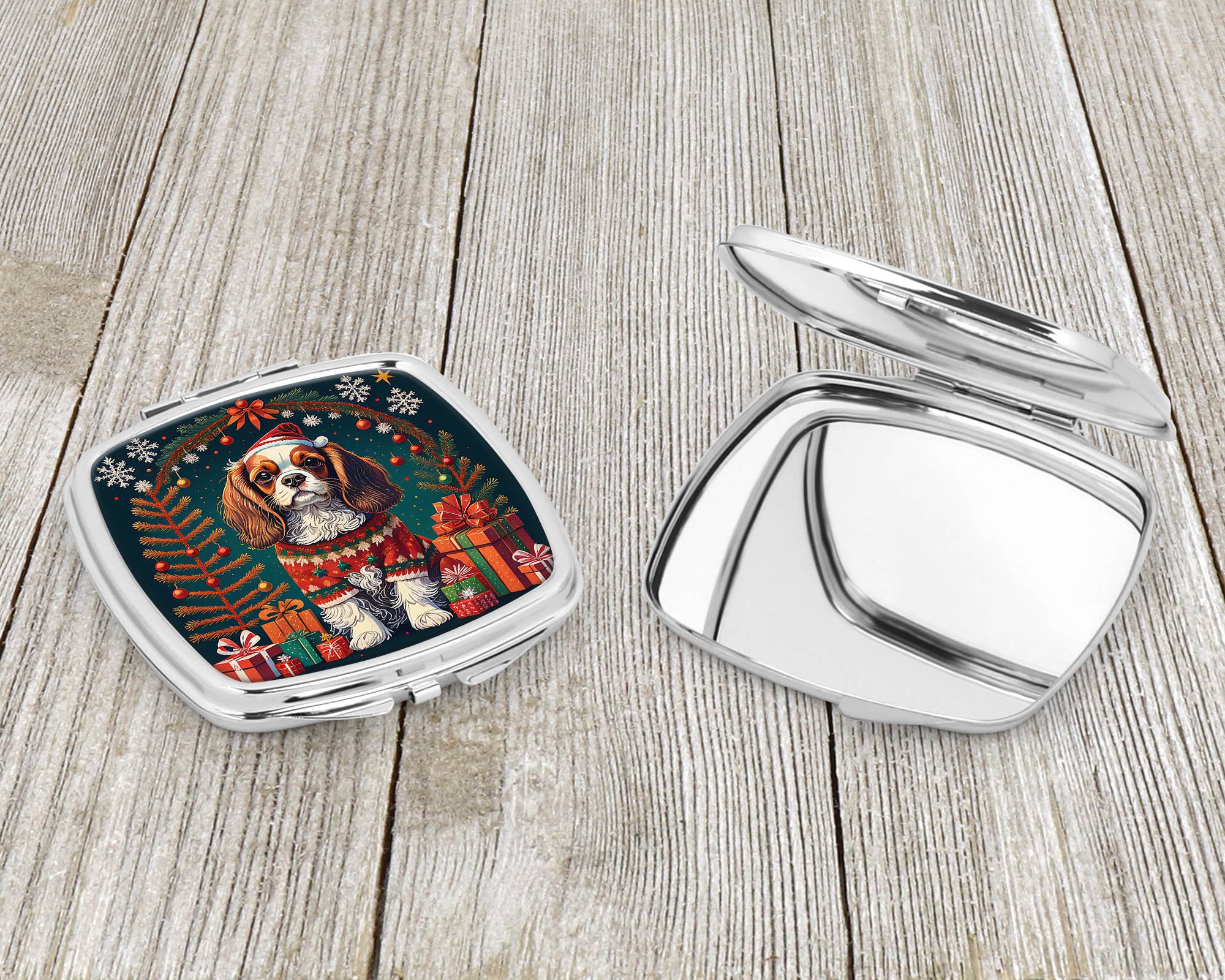 Caroline's Treasures - Wholesale Compact Mirror - Cavalier King Charles Spaniel Christmas Compact Mirror DAC11