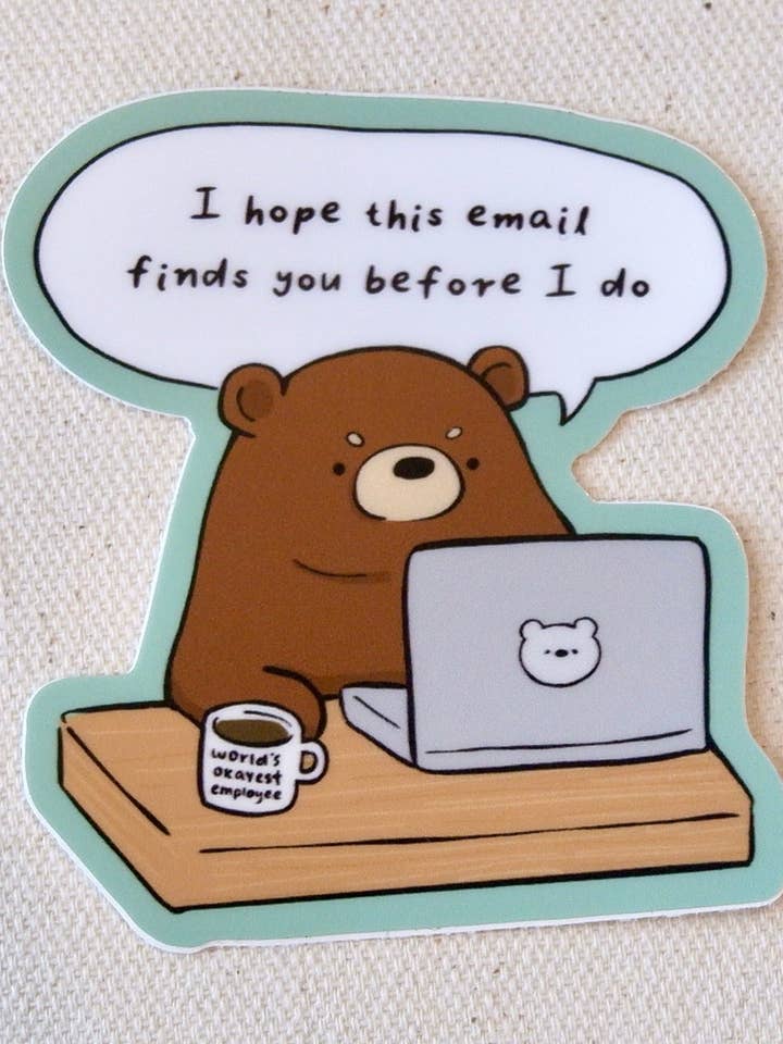 Corporate Bear Sticker for wholesale by Shooley