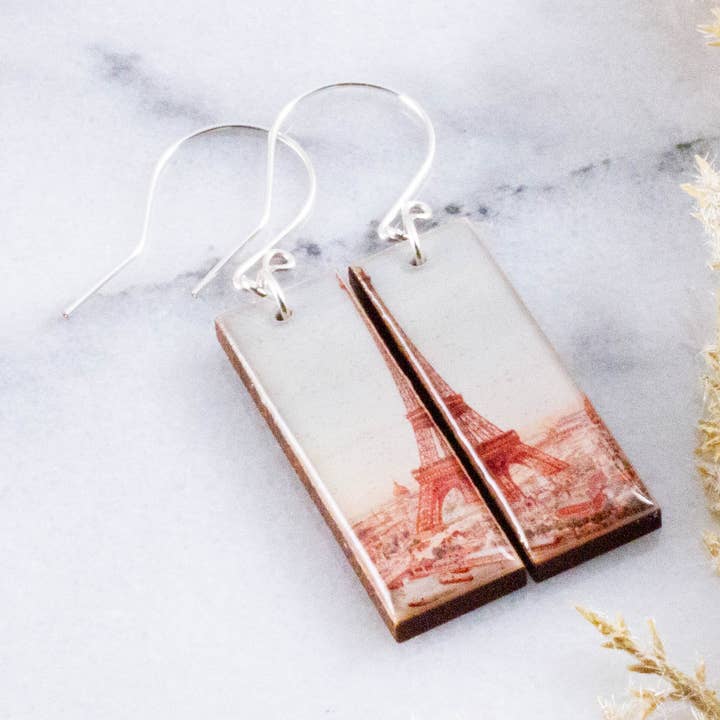 Vintage Paris Eiffeltoren rechthoekige oorbellen voor wholesale door No Man's Land