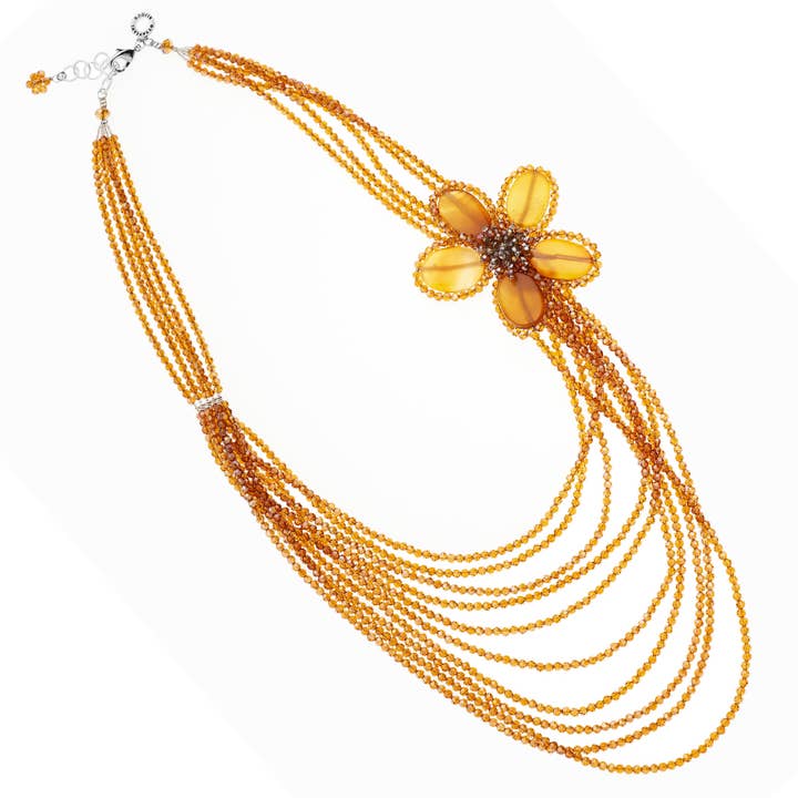 Necklace With Yellow Agate And Crystals for wholesale by Ottaviani