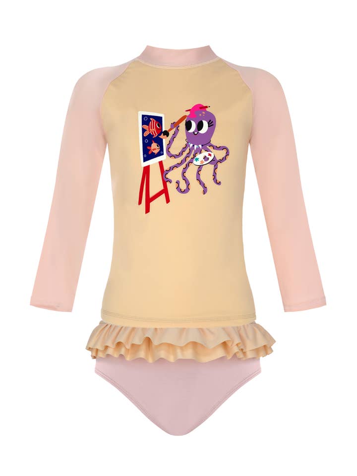 Octopus Print UPF50+ Girls Swim Set for wholesale by Daring Littles