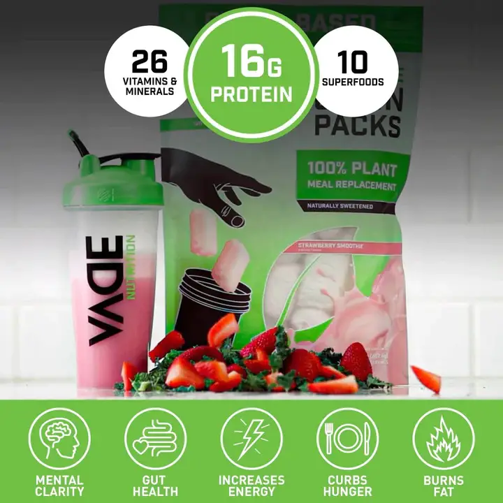 VADE Nutrition - Wholesale Powdered Health Drink - Strawberry Smoothie - Plant-Based Meal Replacement6