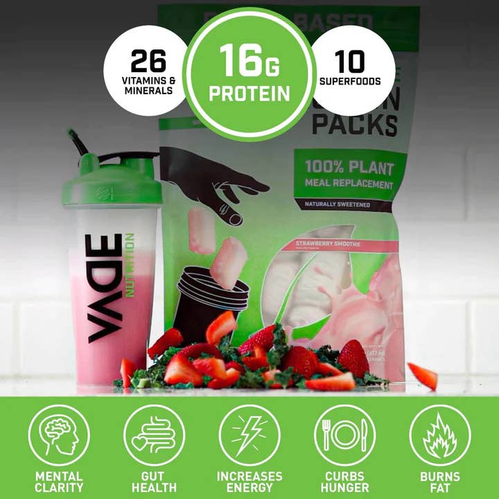 VADE Nutrition - Wholesale Powdered Health Drink - Strawberry Smoothie - Plant-Based Meal Replacement6