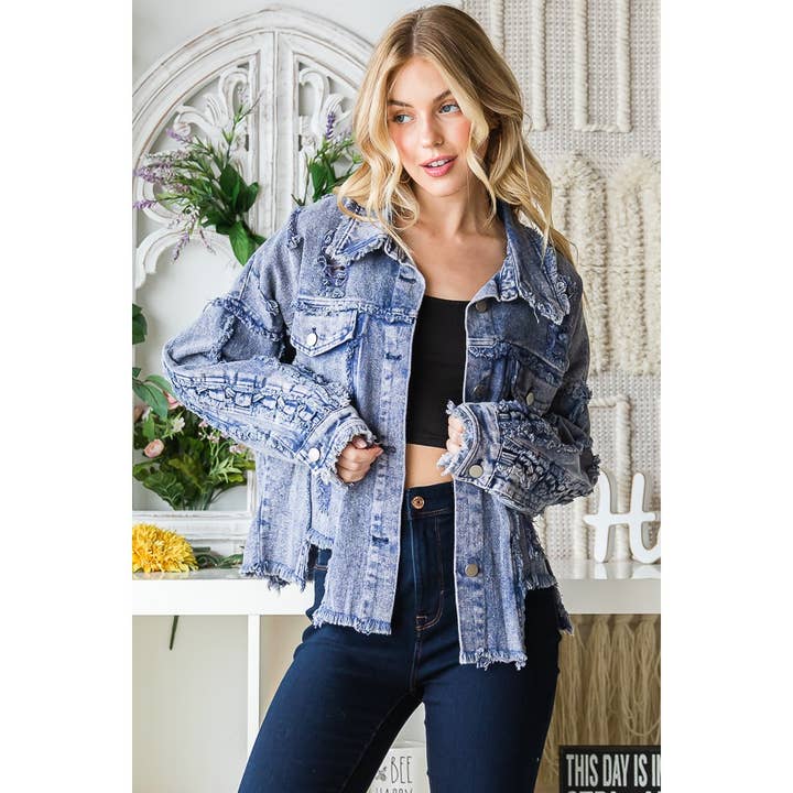 CHAQUETA VAQUERA DESGASTADA LAVADA CON MINERALES para venta al por mayor de Oli&Hali