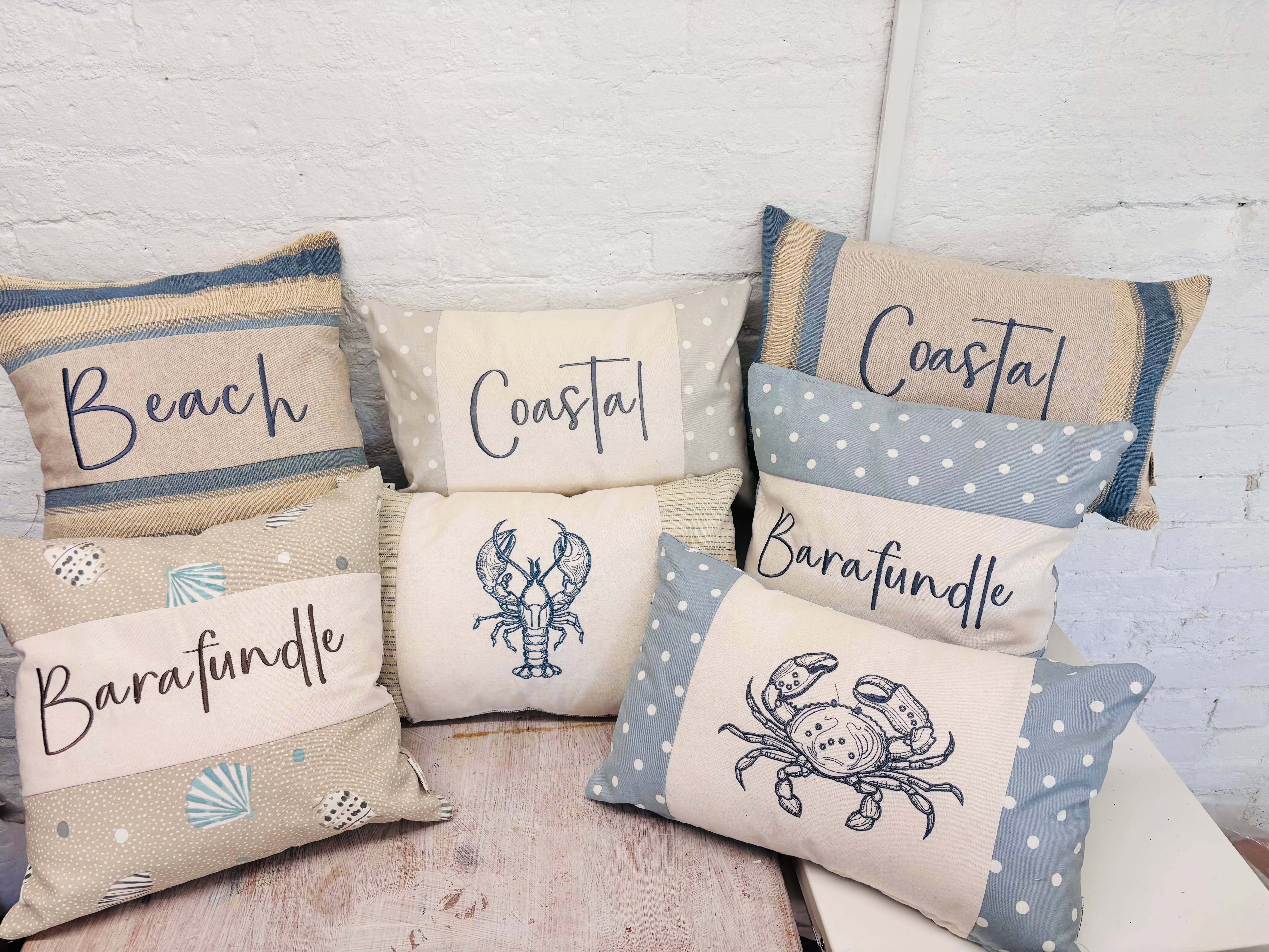 Lizzie Dixon Designs - Wholesale Throw/Decorative Pillow - Lobster Cushion-Blue Dotty 0