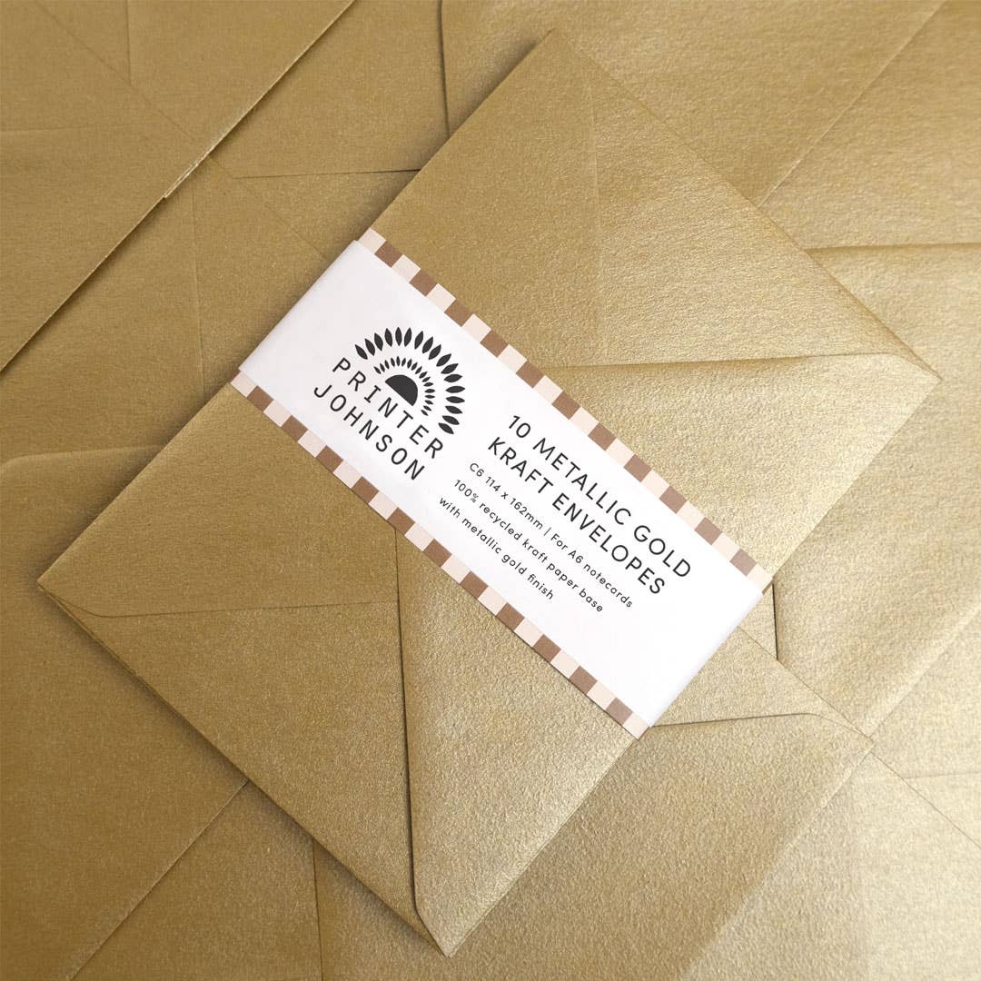 Printer Johnson Ltd - Wholesale Envelopes - Metallic gold kraft envelope set | 10 C6 notecard envelopes1