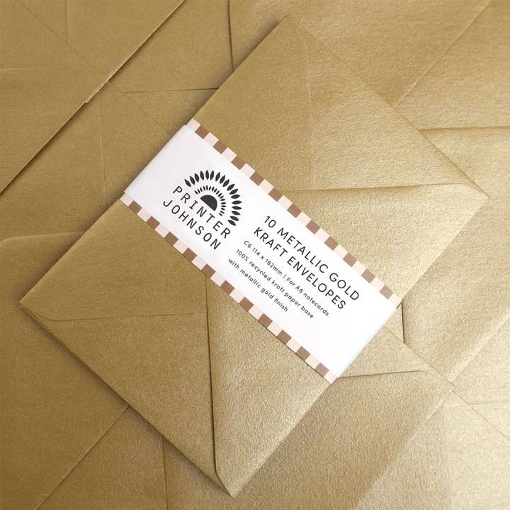Printer Johnson Ltd - Wholesale Envelopes - Metallic gold kraft envelope set | 10 C6 notecard envelopes1