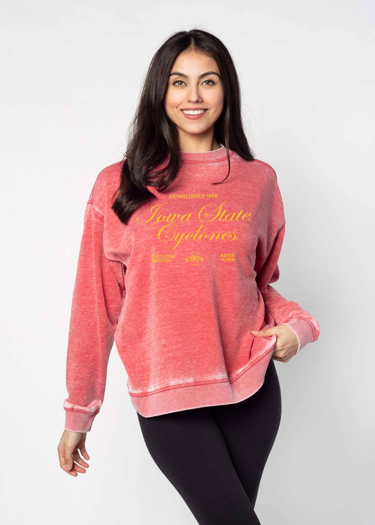 chicka-d - Wholesale Graphic Sweatshirt - Unisex - Iowa State Signature Burnout Crewneck Sweatshirt0