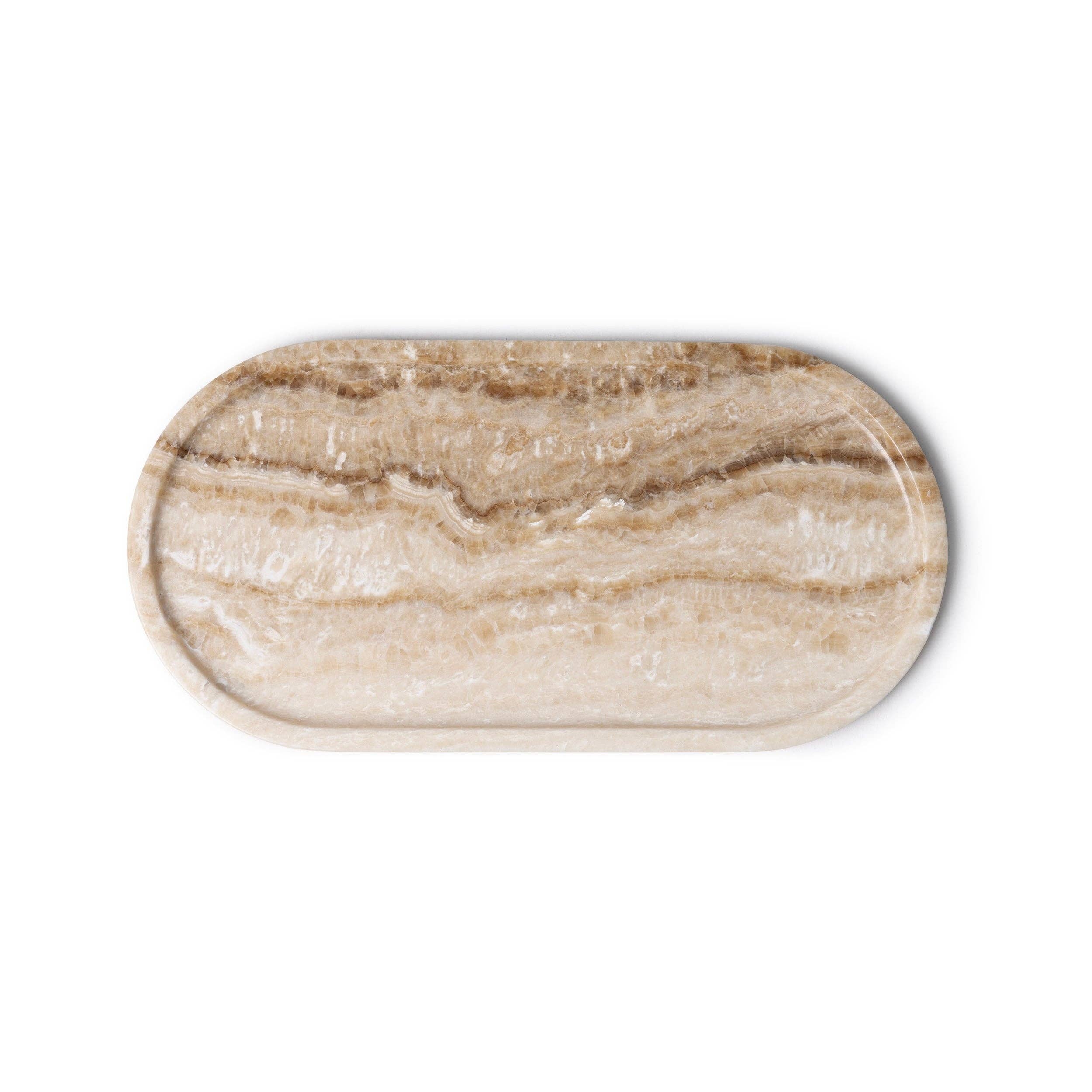 MOOISA B.V. - Wholesale Decorative Tray - Marble tray oval 40x20cm sandal onyx2