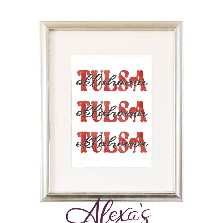 Alexa's Illustrations - Wholesale Art Print - Tulsa, Oklahoma Print Red