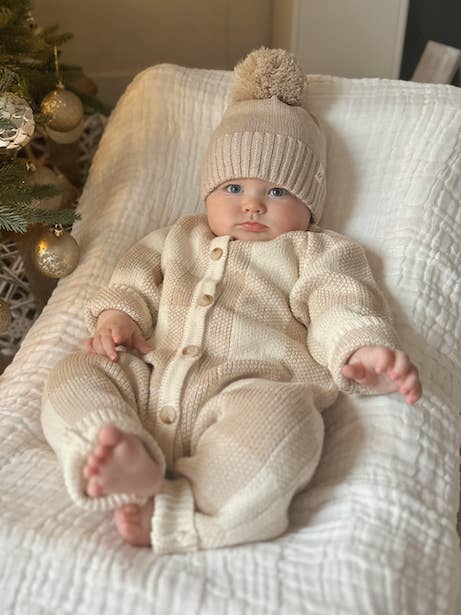 Gingham-Strickoverall für den Großhandel von Luna + Luca