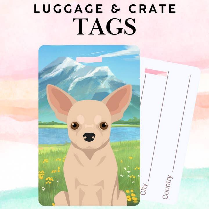 Chihuahua Dog Metal Luggage/ Crate Tag for wholesale by Canine Companions