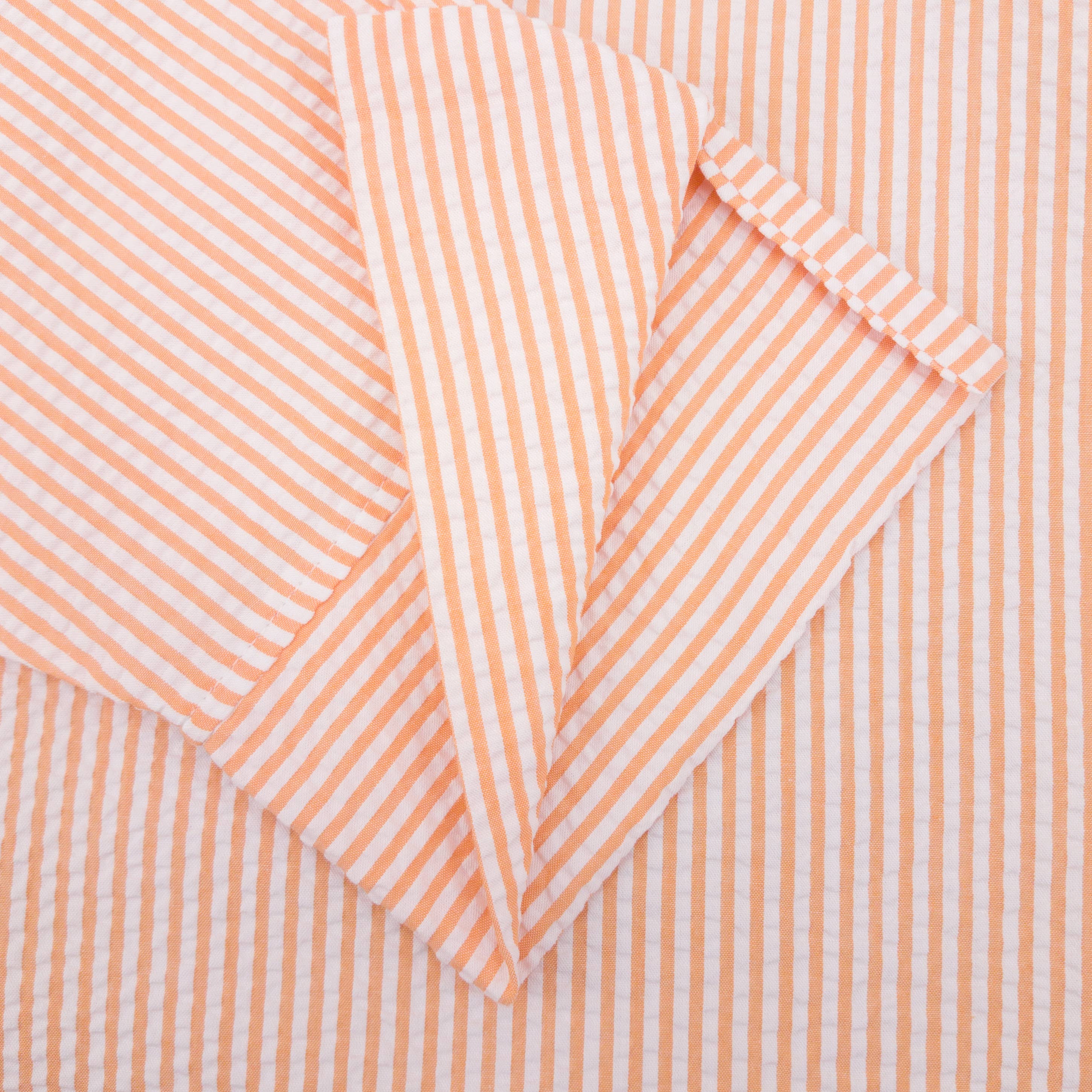 Salamander Shirts Ltd - Wholesale Button Down Shirt - Women's - Grenouille 3/4 Sleeve Orange Stripe Seersucker Shirt6