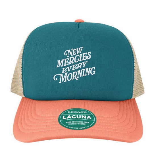 Casquette de camionneur en mousse New Mercies en saumon/Marine WHOLESALE pour la vente par Rohi Clothing