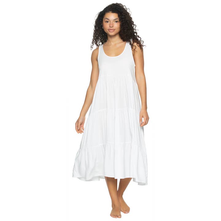 Isabelle Rayon Challis Flowy Maxi Dress - White for wholesale on Faire