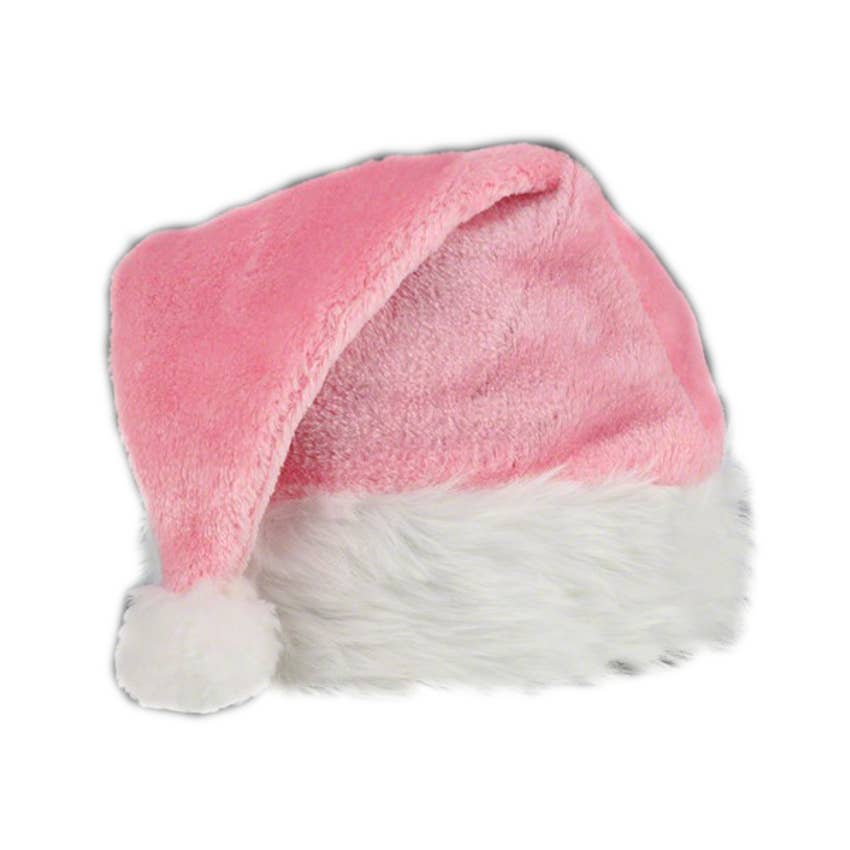 Blinkee.com, LLC - Wholesale Santa Hat - Pink Stylish Fluffy Fur Santa Christmas Plush Hat0