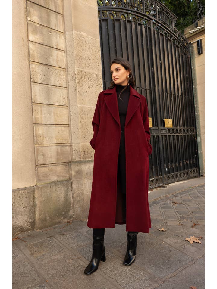 Attentif Paris - Wholesale Coat - Women's - Belted long coat in blended wool35