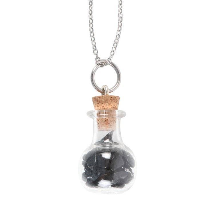 Something Different Wholesale - Wholesale Pendant/Charm Necklace - Protection Obsidian Crystal Chip Potion Bottle Necklace2