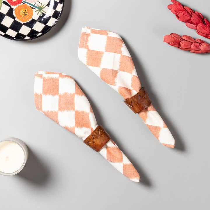 Handgewebte Ikat-Serviette - 2er-Set (Braun) für den Großhandel von Eyaas